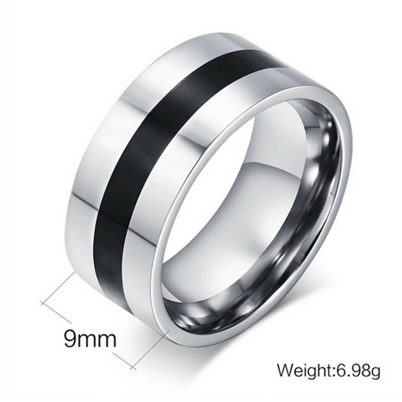 9mm Men's Stainless Steel Titanium Band Ring - Picture 3 of 3